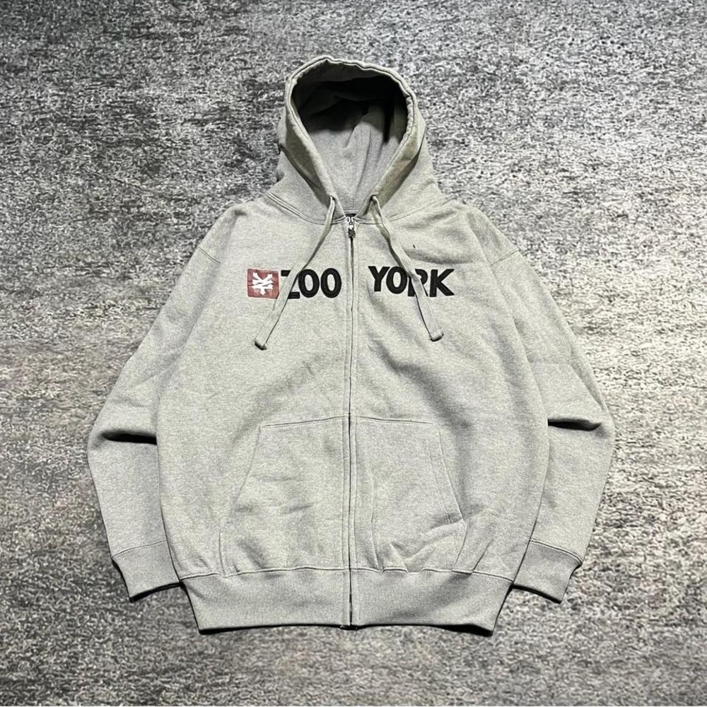 Zoo York Zip‎ Up Hoodie Medium Gray Vintage Y2K Grunge Skater Sweatshirt - NEW
